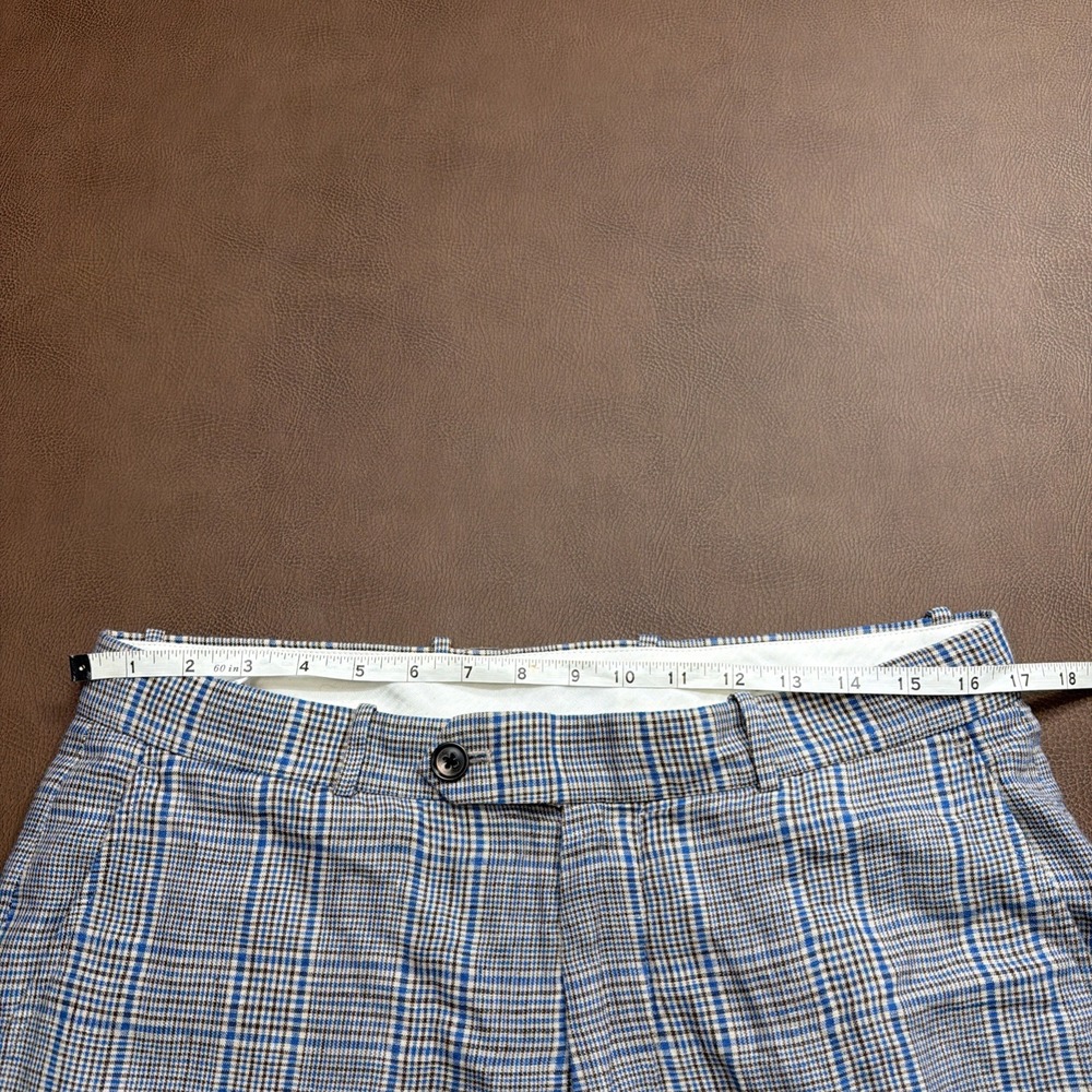 Brooks Brothers 100% Linen Pants Men's 34 Tall 34x35 Plaid Checked Straight Leg - Picture 8 of 13